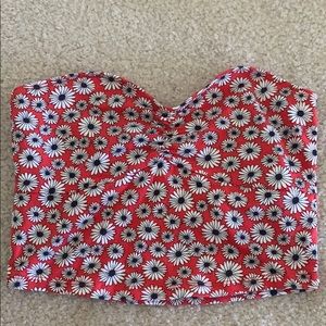Floral red tube top/crop top